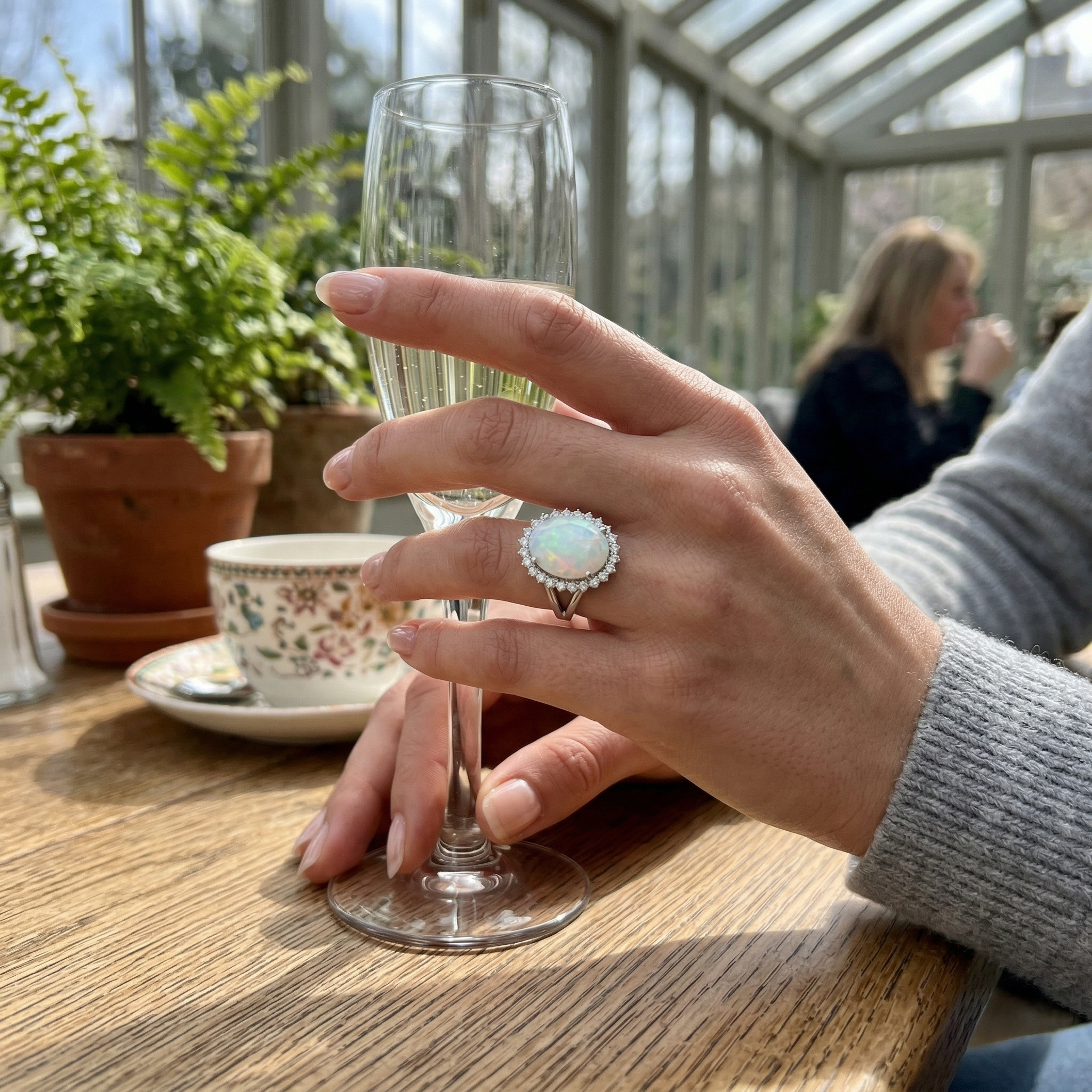 Opal Diamond Halo Ring | Oval Cut | 4ct - 5ct | Hallmarked Gold & Platinum