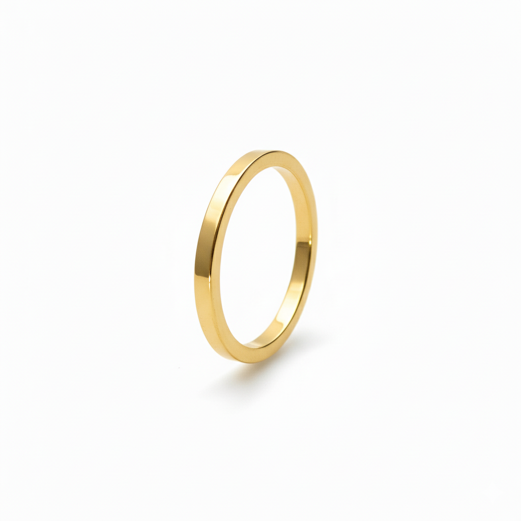 Alliance plate et simple pour femme | Bague en or et platine poinçonnée au Royaume-Uni