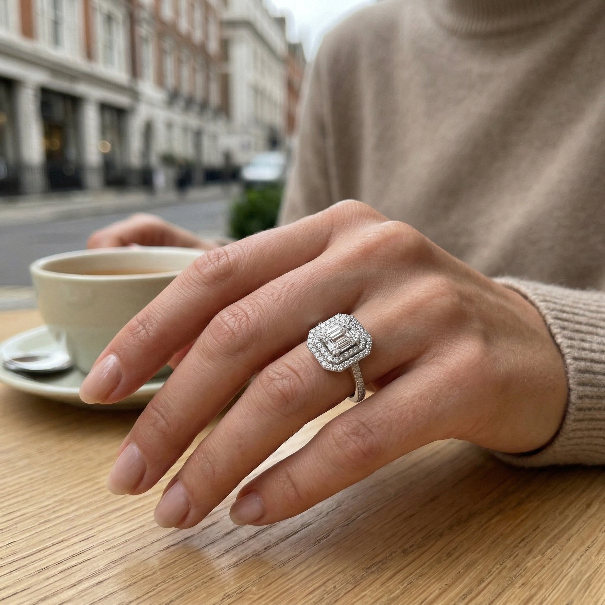 Lab Grown Baguette & Round Cut DIamond Engagement Ring | 0.33ct - 1.00ct
