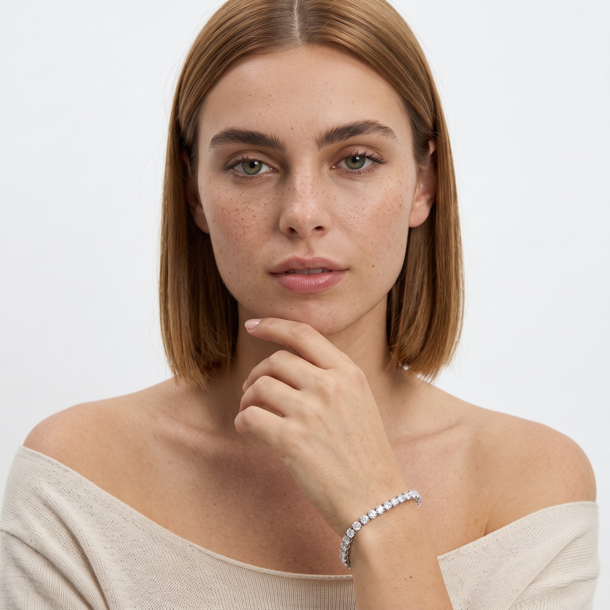 Natural Diamond Tennis Bracelet in Three Prong Set with Secure Box Clasp