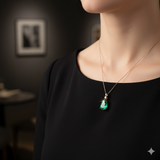 Pear Emerald & Diamond Rose Gold Pendant Necklace