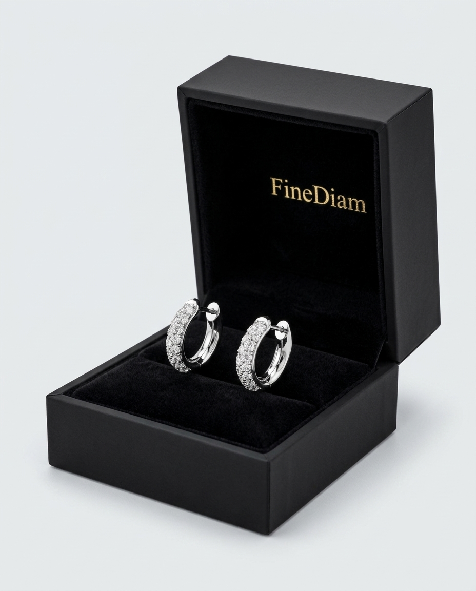 0.40 Carat D-E/VS Lab Grown Diamond Hoops Earring 9k White Gold Ready To Ship