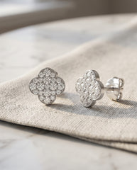 9K Yellow Gold or White Gold 0.18ct Natural Diamond Clover Earrings