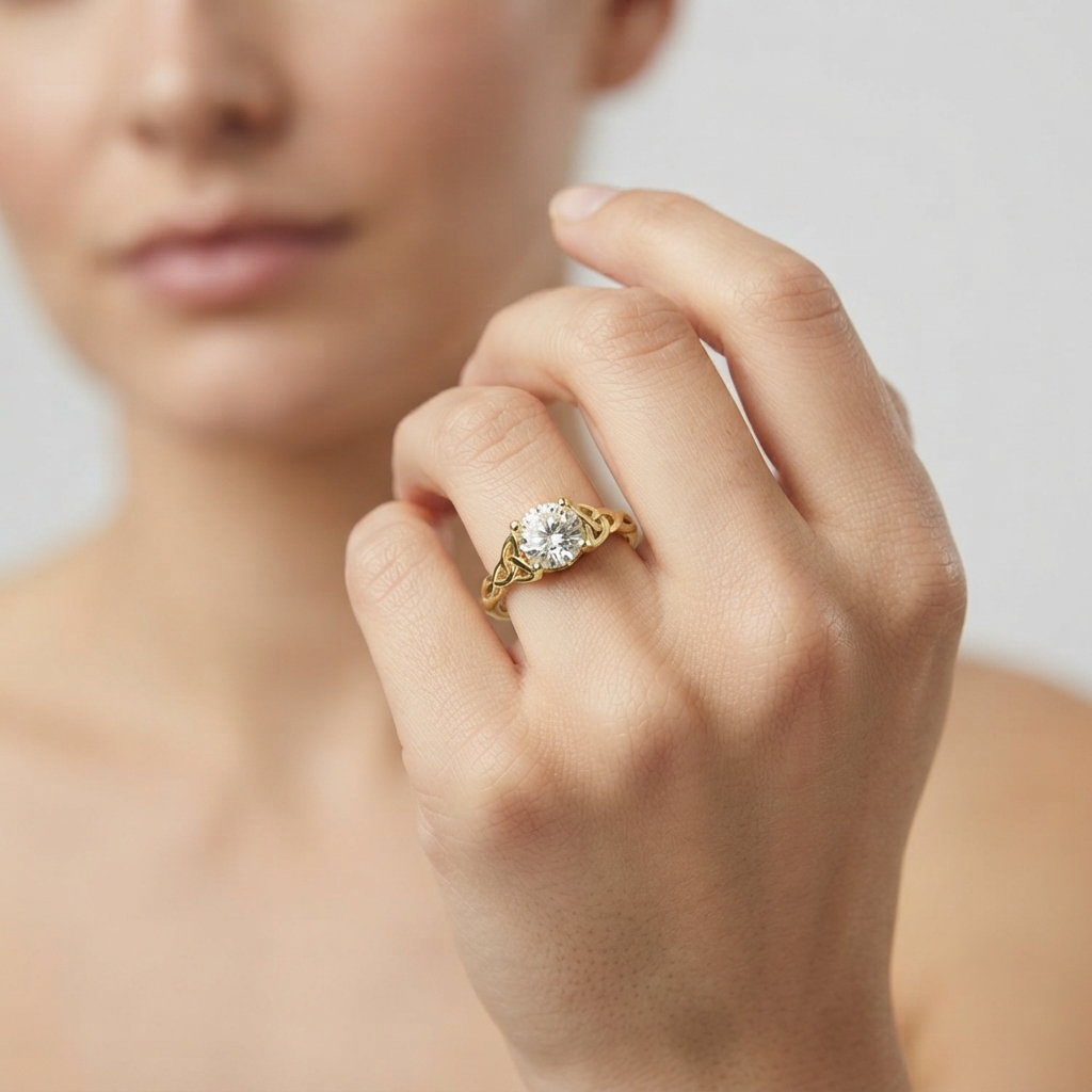 IGI Lab-Grown D-VVS Round Cut  Diamond Infinity Solitaire Engagement Ring.