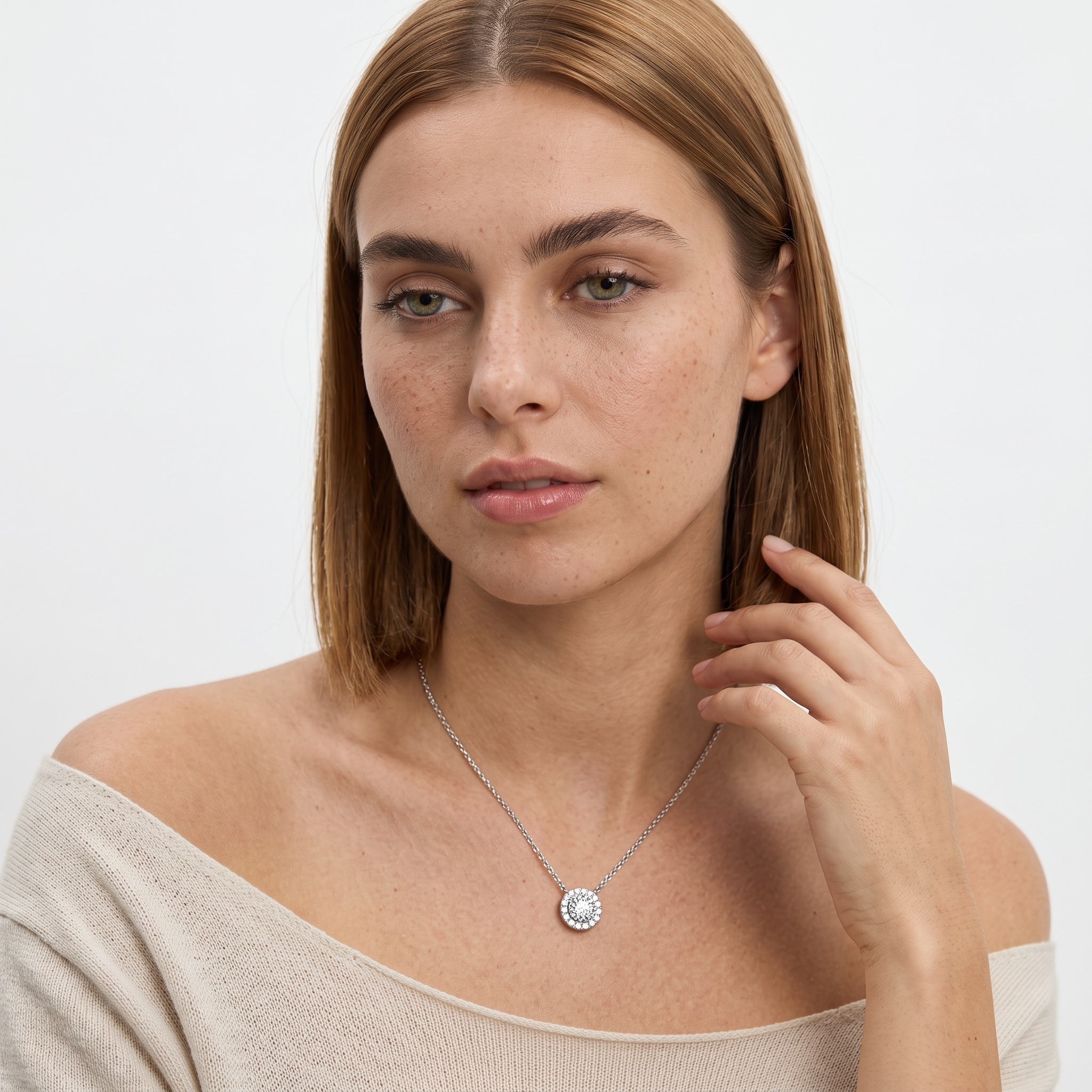 Maggie Round Diamond Halo Pendant 0.1ct to 0.75ct Gold (Without Chain )