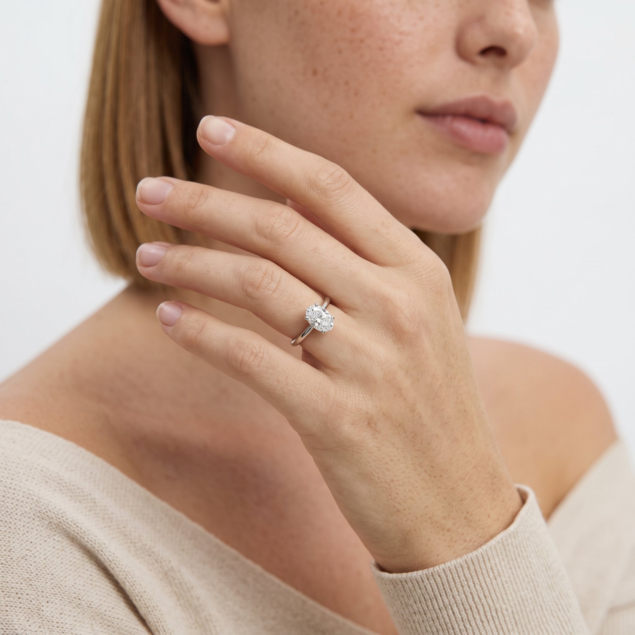Oval Solitaire Diamond Ring |Gold & Platinum | Engagement Ring | 0.50 Carat