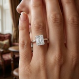 Baguette & Round Cut Diamond Halo Sytle Engagement Ring | 0.33ct
