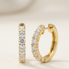 1.2 Carat D-E/VS Lab Grown Diamond Hoops Earring 9k Yellow Gold Ready To Ship