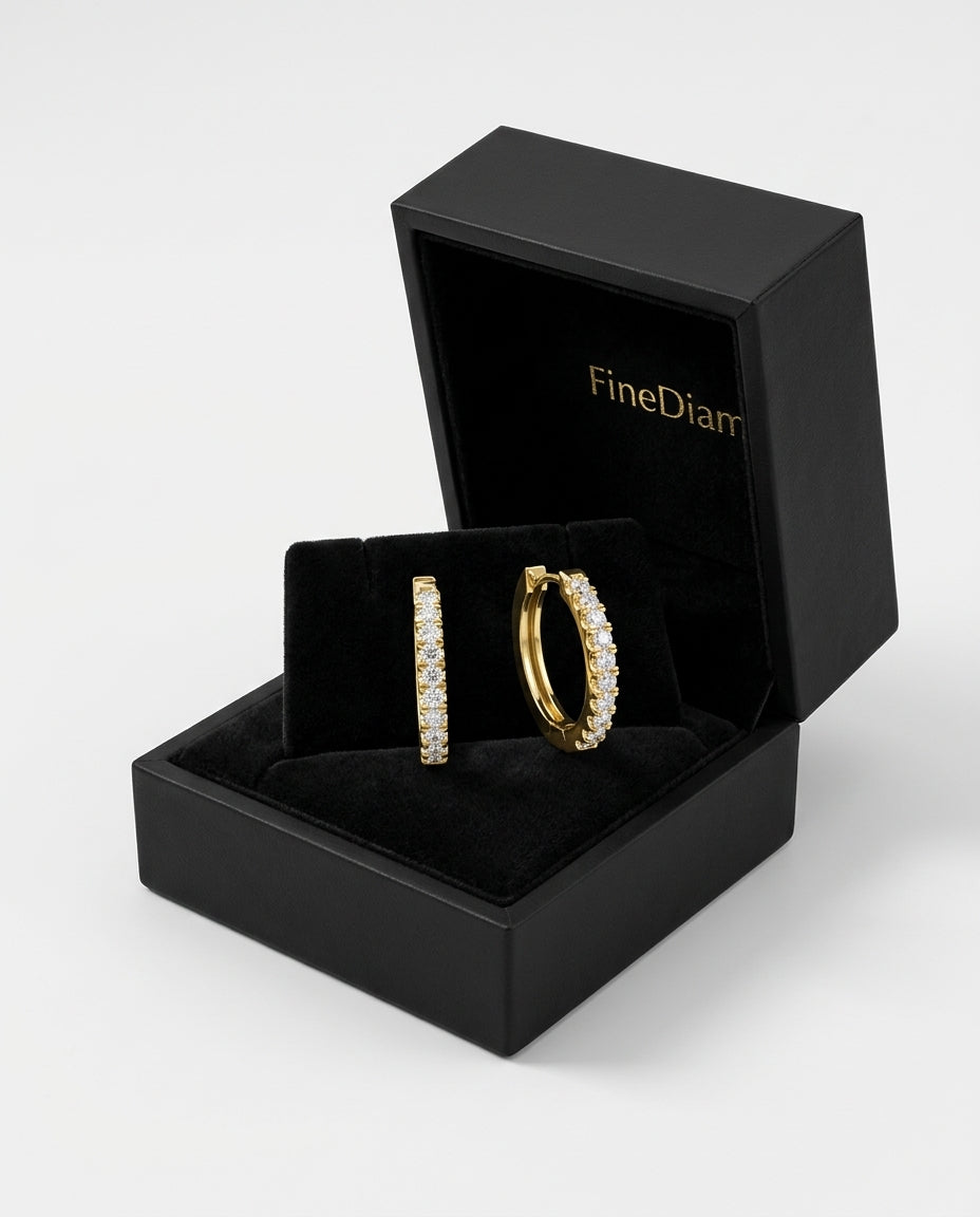 0.20 Carat D-E/VS Lab Grown Diamond Hoops Earring 9k Yellow Gold Ready To Ship