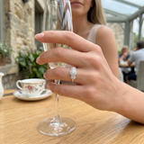 Three Stone Halo Diamond Ring Milgrain detail Engagement Ring | 0.2ct - 0.5ct
