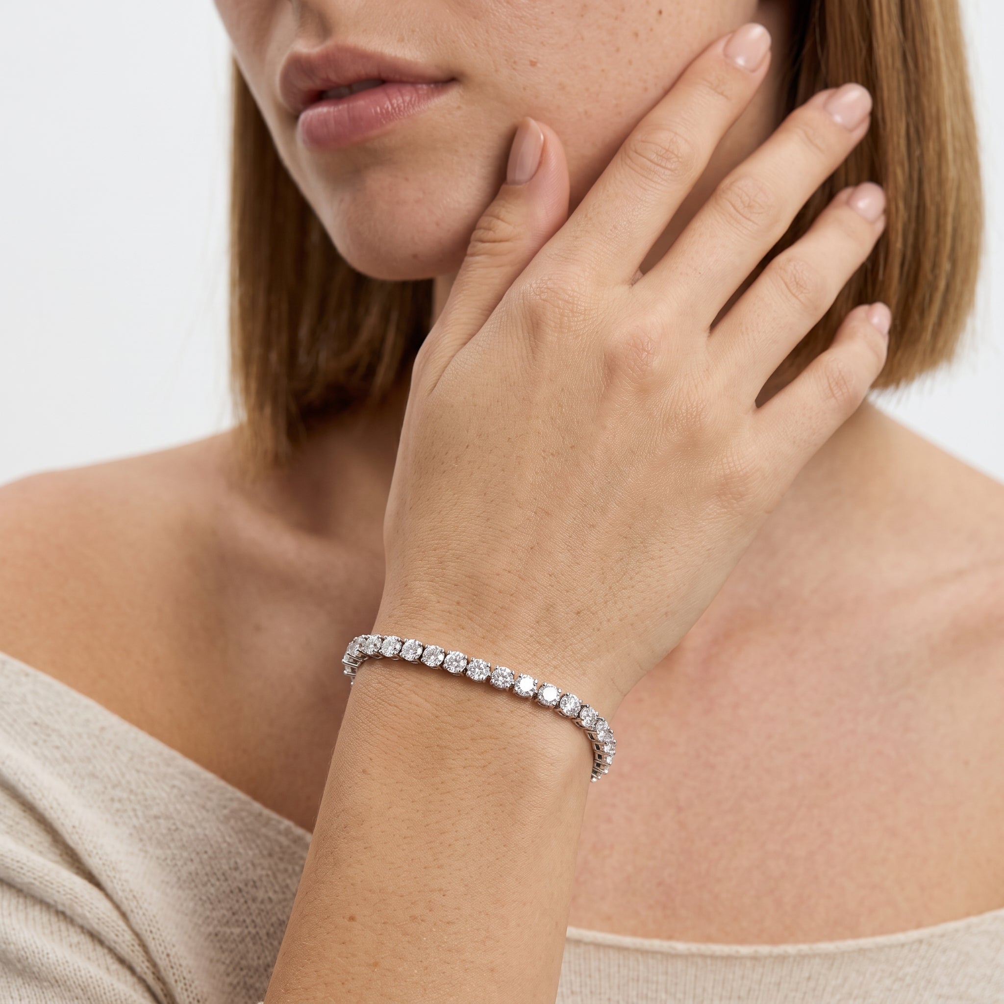 Natural Diamond Tennis Bracelet in Three Prong Set with Secure Box Clasp