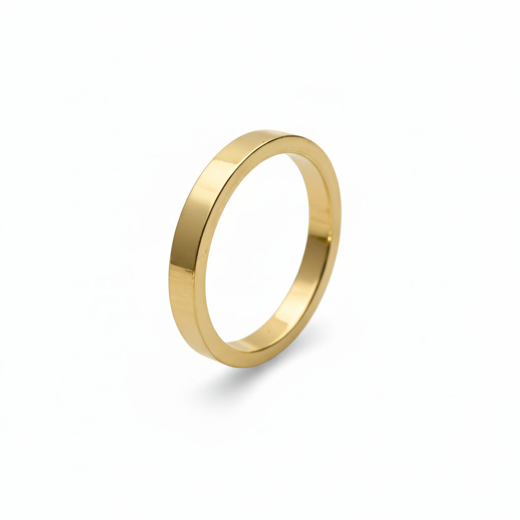 Alliance plate et simple pour femme | Bague en or et platine poinçonnée au Royaume-Uni