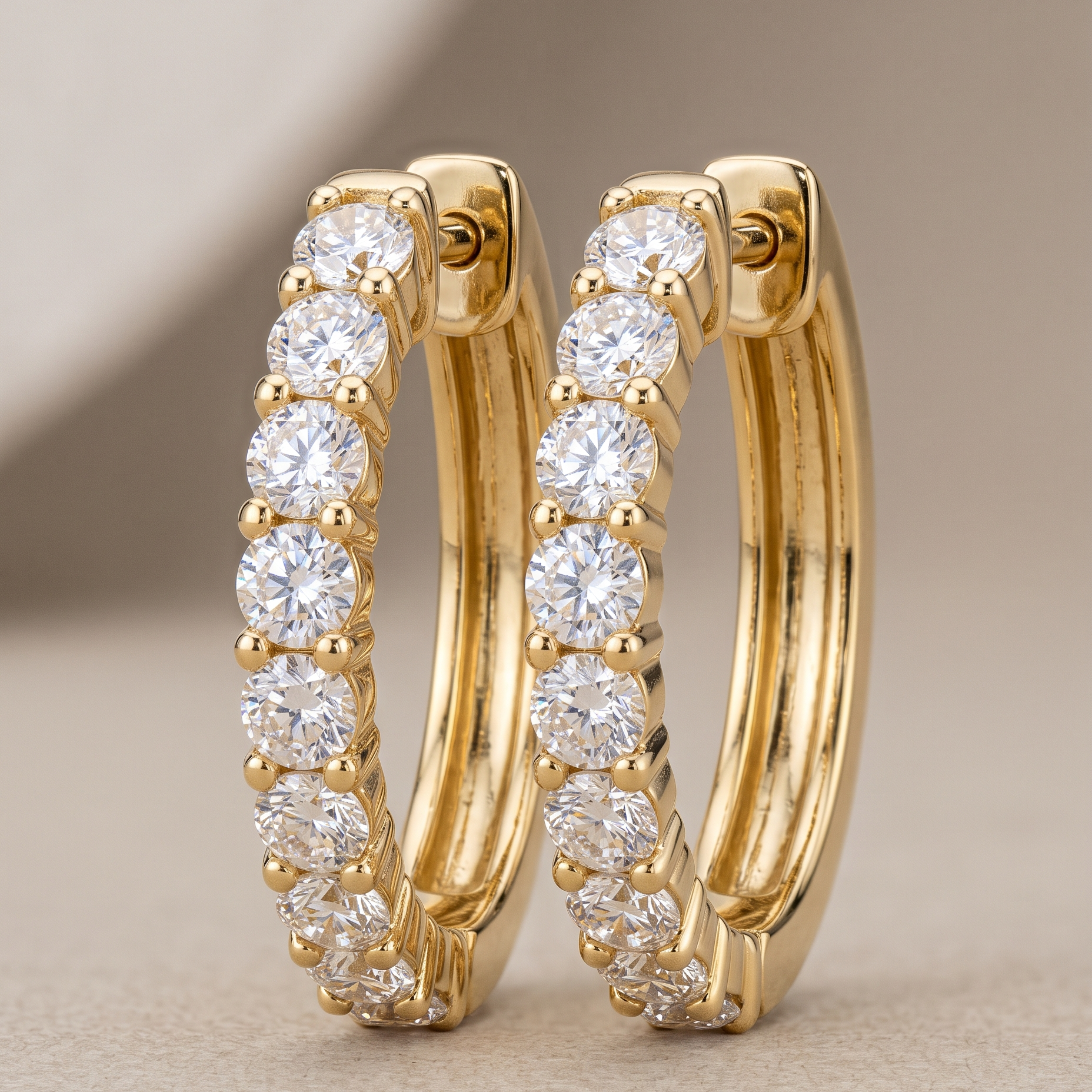 1.2 Carat D-E/VS Lab Grown Diamond Hoops Earring 9k Yellow Gold Ready To Ship