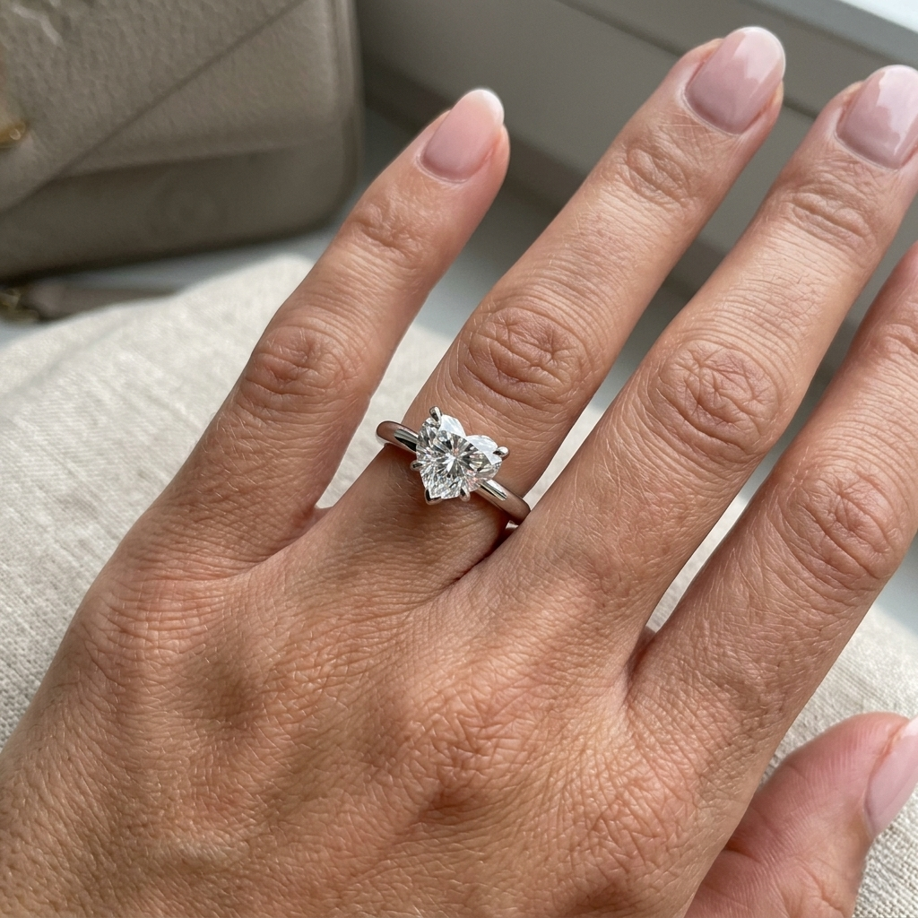 Heart Shape Diamond Solitaire Engagement Ring 1ct | UK Hallmarked Gold & Platinum