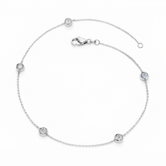 Round Bezel Set Lab Grown Diamond Chain Bracelet in 925 Sterling Silver