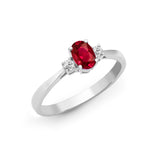 18K White Gold 3 Stone Gemstone Ring in Natural Diamond UK Made