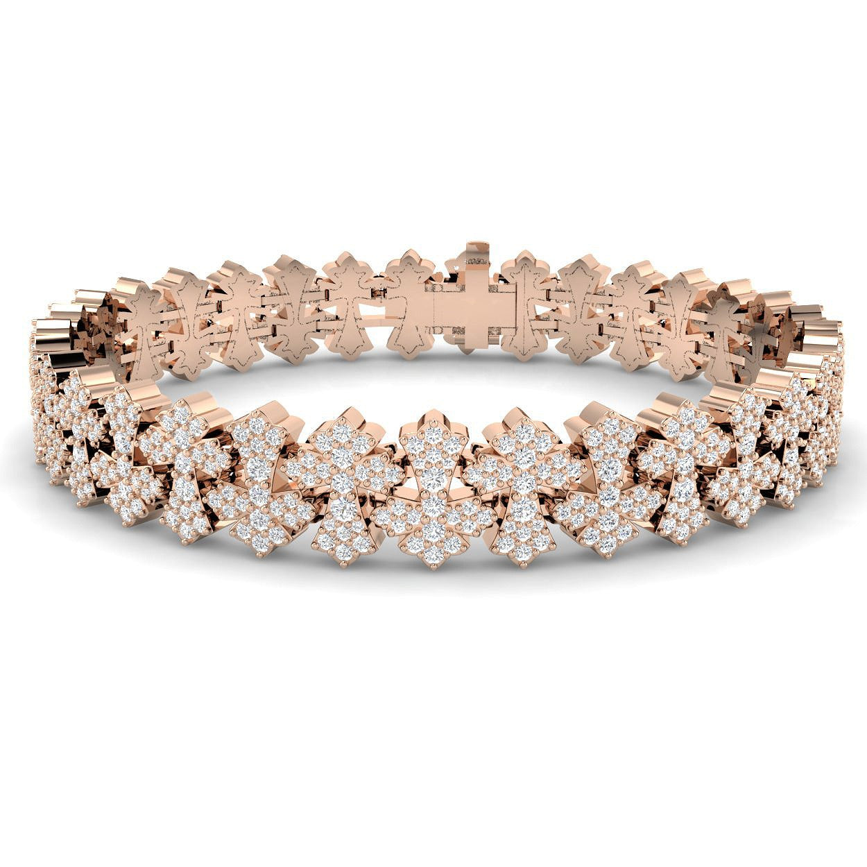 Fine Gold Tennis Bracelet, Modern Diamond Floral Bracelet, Anniversary Diamond Bracelet