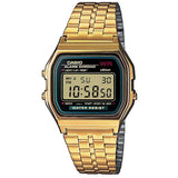 Retro LCD Watch with Gold Tone, Stopwatch, and Daily Alarm