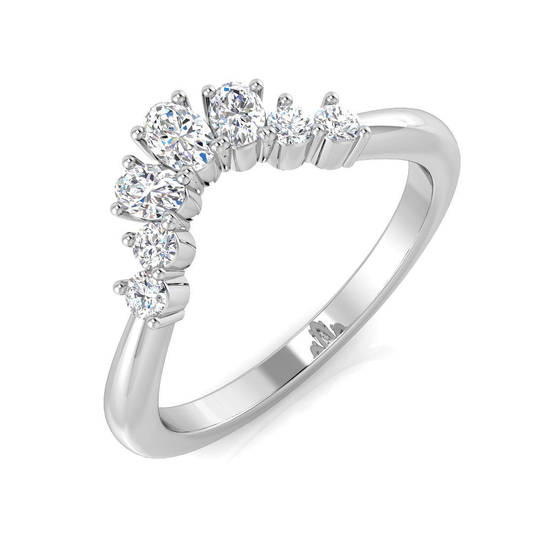 Graduated diamond wishbone ring