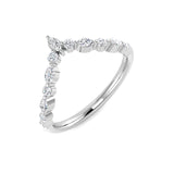 Wishbone Diamond Engagement Ring with graduated marquise and round diamonds in a sculpted V-shaped design.
