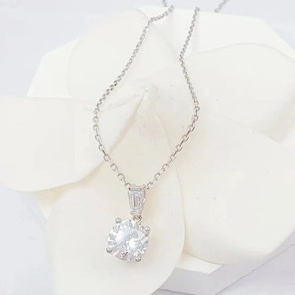 Diamond Solitaire Pendant Necklace Premium Quality In 18K White Gold