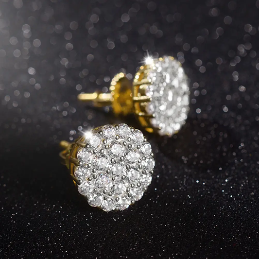 0.25ct Natural Diamond Cluster Earrings Yellow Gold