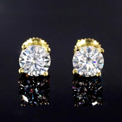 0.40CT Diamond Studs Earring In 18K  Yellow Gold