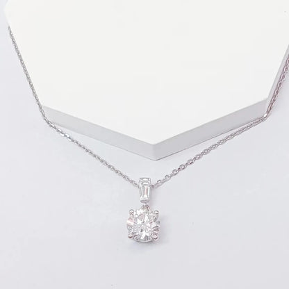 Diamond Solitaire Pendant Necklace Premium Quality In 18K White Gold