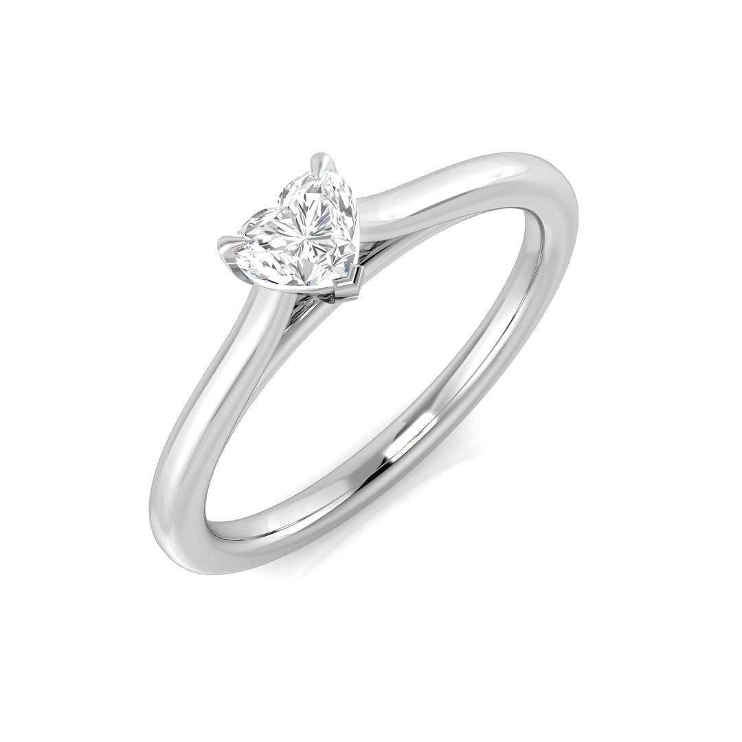 Heart shape diamond solitaire engagement ring in white gold with natural diamond F–G colour VS–SI clarity or IGI certified lab grown diamond D colour VVS clarity