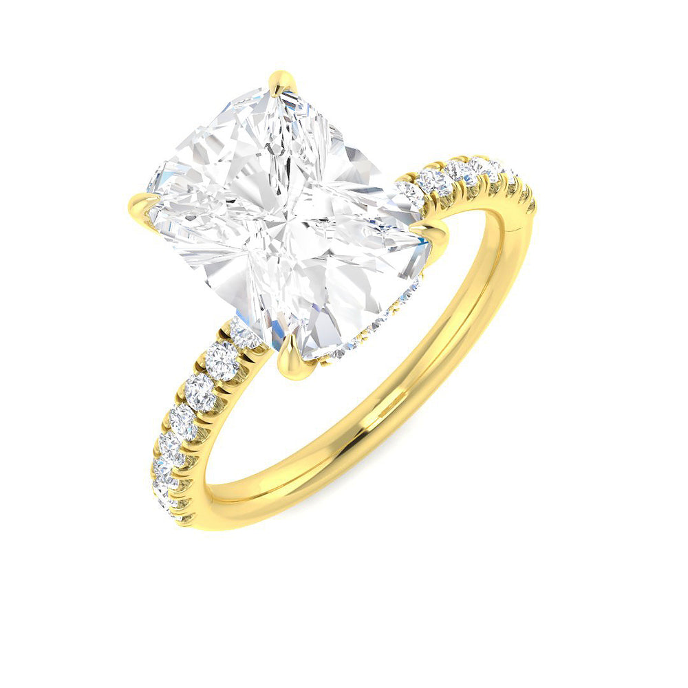 IGI Certified Lab Grown Cushion & Round Diamond Prong Set Engagement Ring