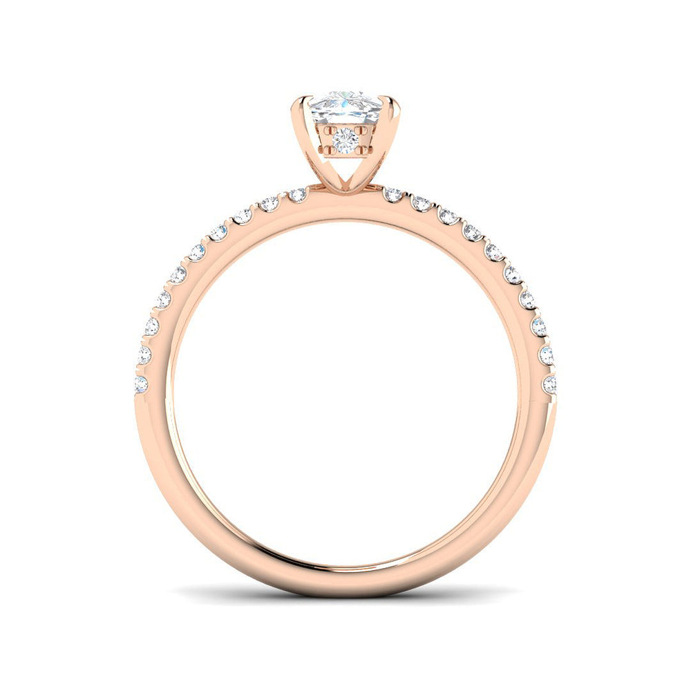 IGI Certified Lab Grown Cushion & Round Diamond Prong Set Engagement Ring