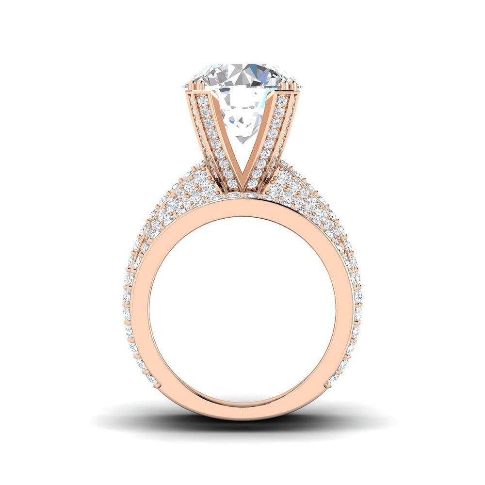 Imperial Halo Round Diamond Pavé Ring – Rose Gold