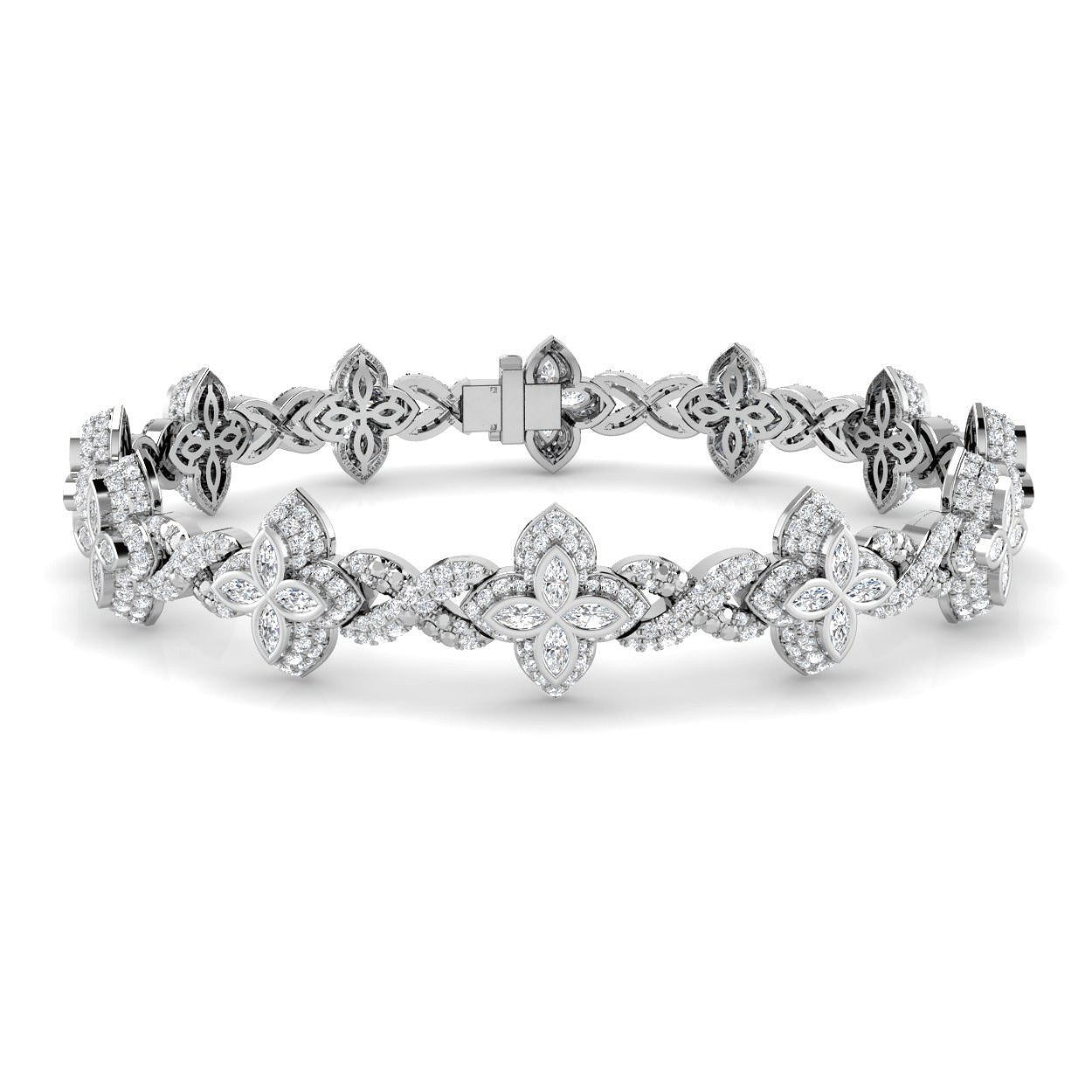 Natural Floral Diamond Bracelet, Platinum Infinity Diamond Bracelet