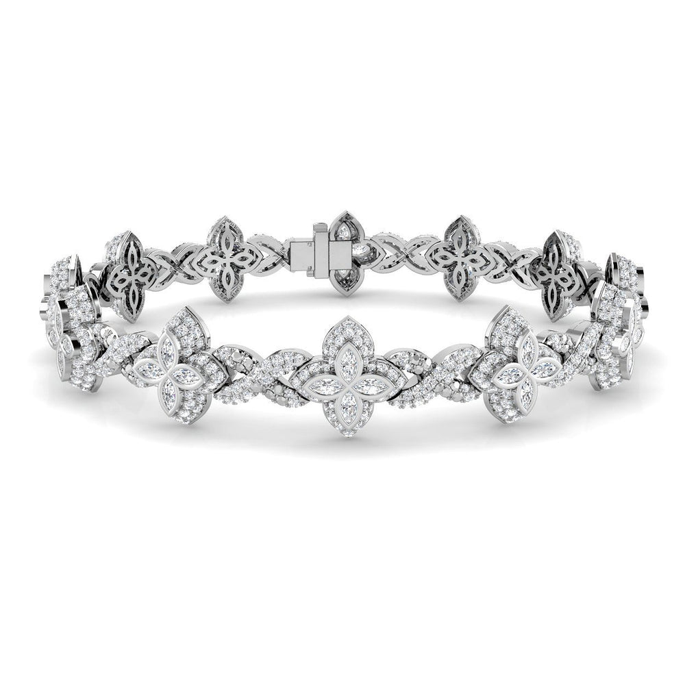 Natural Floral Diamond Bracelet, Platinum Infinity Diamond Bracelet