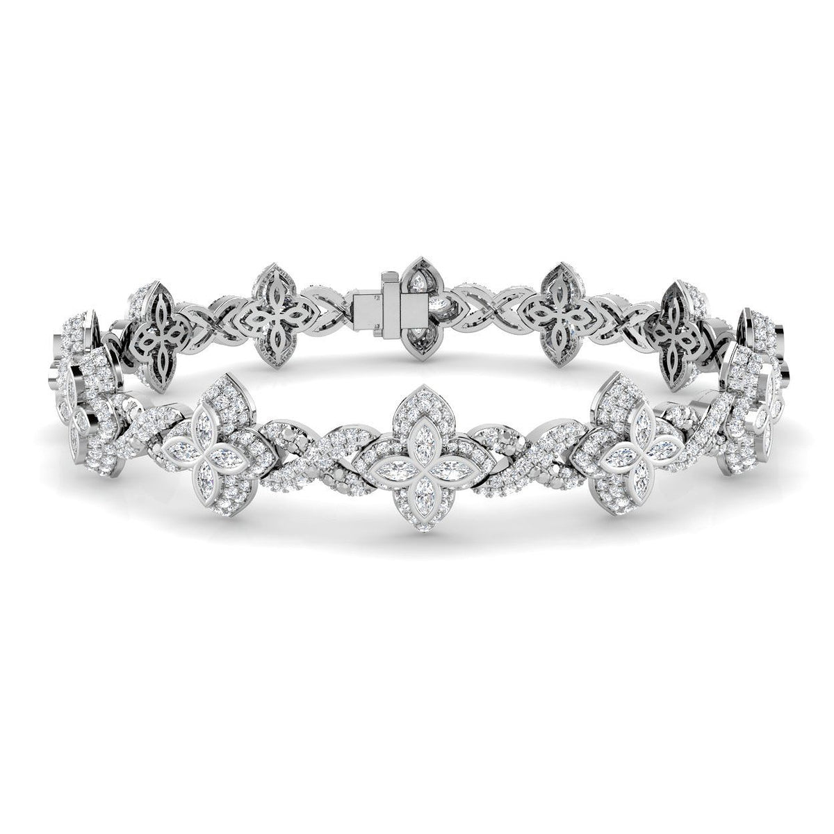 Natural Floral Diamond Bracelet, Platinum Infinity Diamond Bracelet
