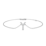 9K White Gold Natural Diamond Initial Y Bracelet