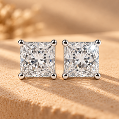 IGI Princess Lab Grown Diamond Stud Earrings in 950 Platinum Prong Set 2.08Ct