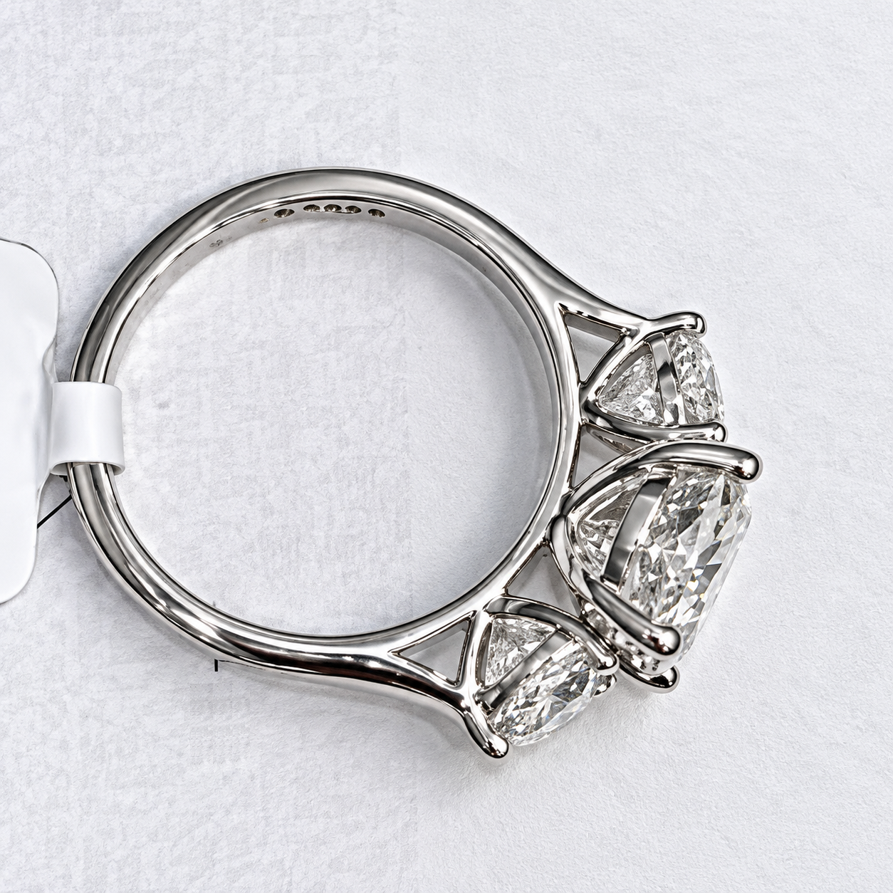 IGI 4.35Ct E/VS Lab Grown Oval & Heart Diamond 3 Stone Ring Platinum Ready To Ship