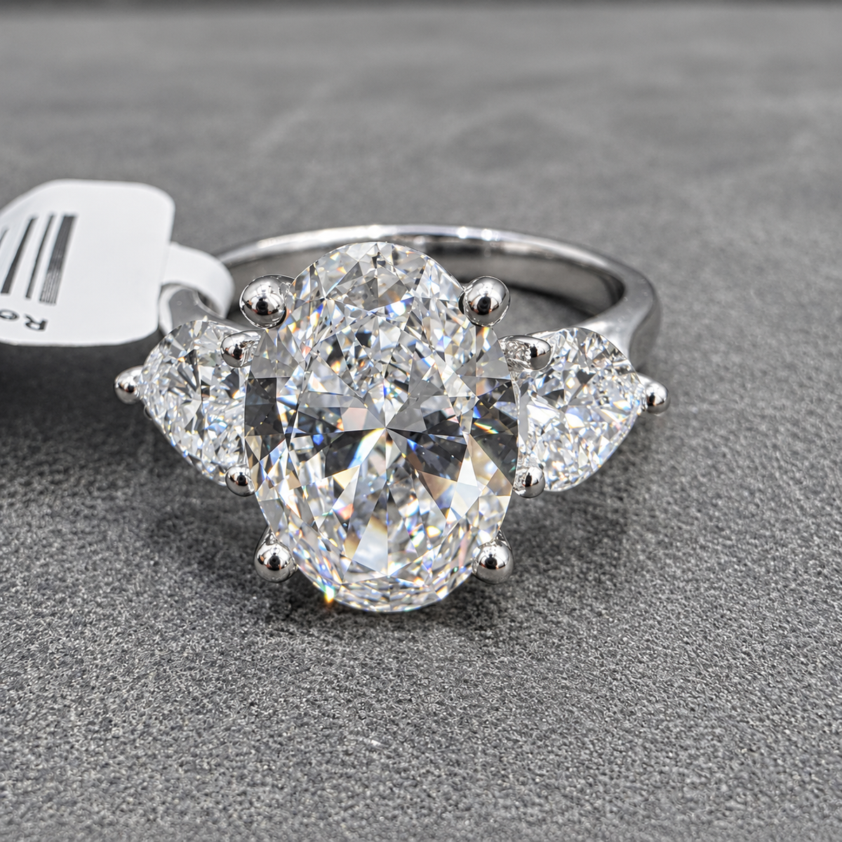 IGI 4.35Ct E/VS Lab Grown Oval & Heart Diamond 3 Stone Ring Platinum Ready To Ship