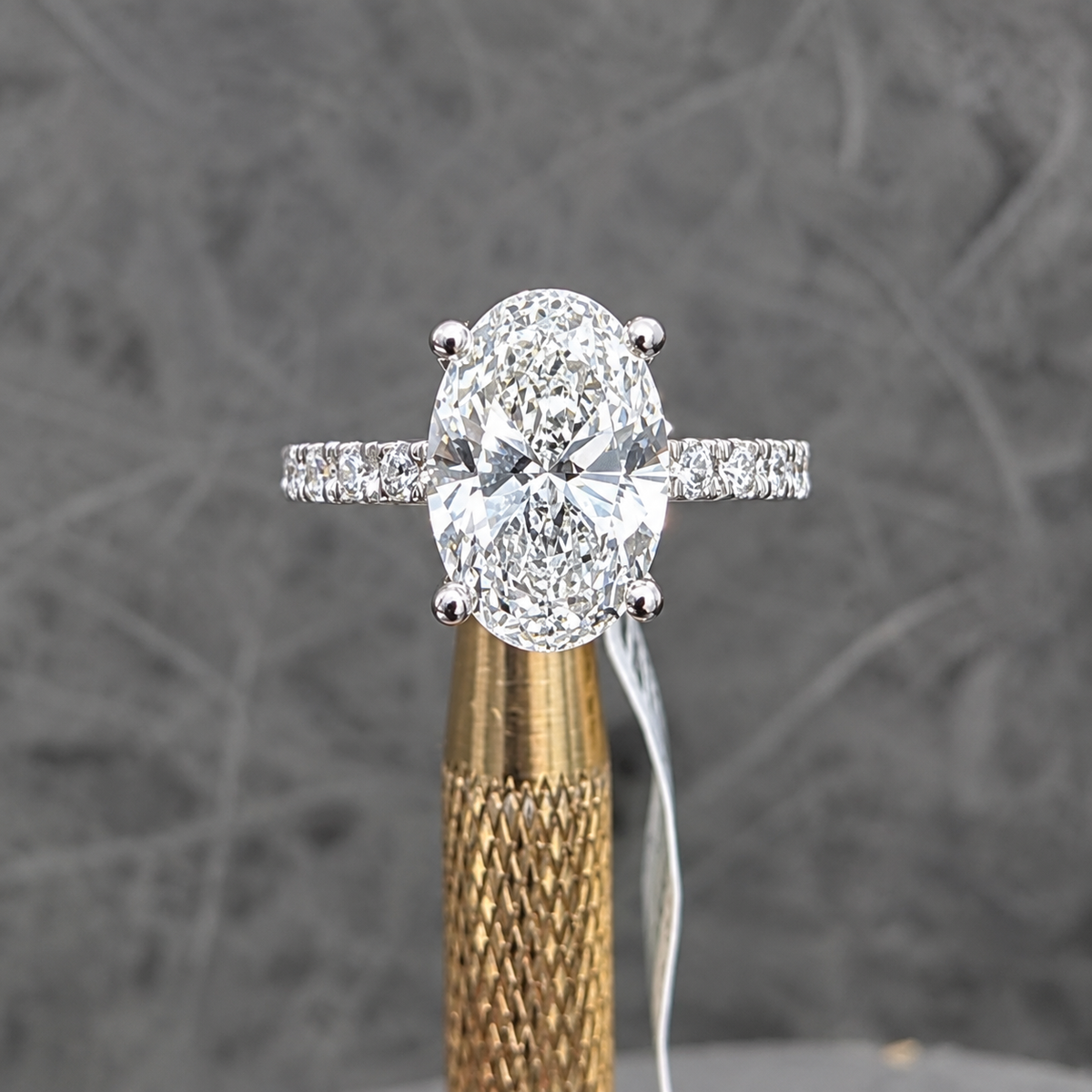 IGI 3.80 Ct E/VVS Lab Grown Oval & Side Diamond Engagement Ring Platinum Ready To Ship