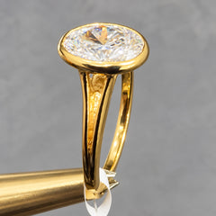 IGI 2.02Ct D/VVS Lab Grown Oval Diamond Bezel Set Solitaire Ring 18k Gold Ready To Ship