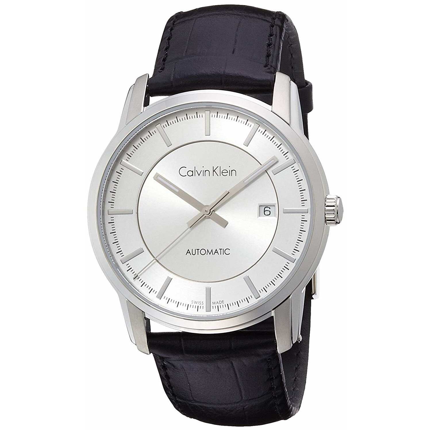 CK Calvin Klein Infinity men's automatic watch with silver dial.