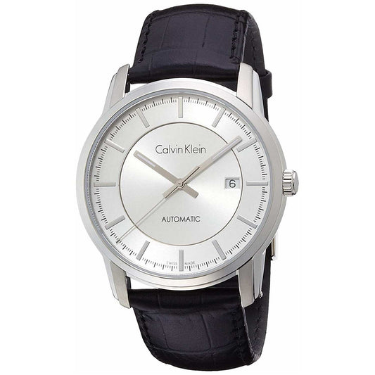 CK Calvin Klein K5s341c6 Infinity Silver Dial Automatic Men's Watch Black One Size