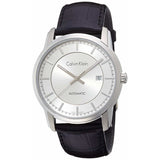CK Calvin Klein Infinity men's automatic watch with silver dial.