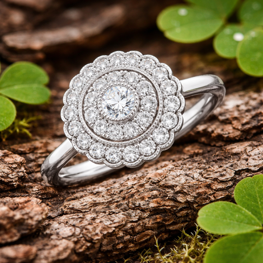 Diamond Balmoral Cluster Ring | 0.33ct | Hallmarked Gold & Platinum