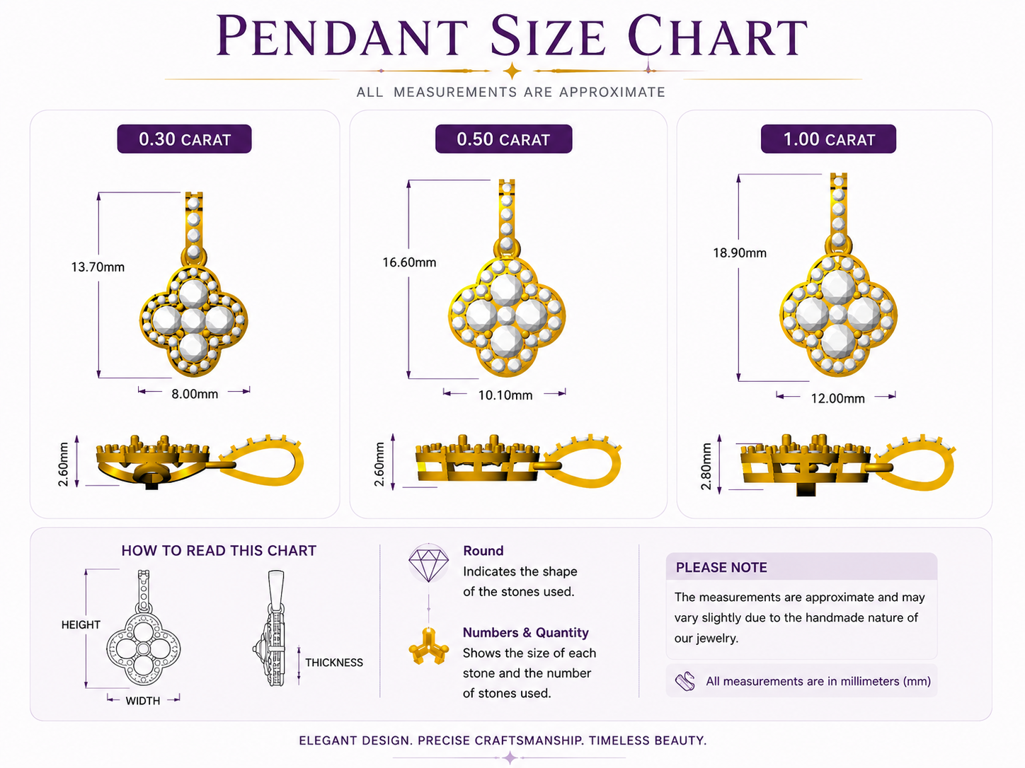 Luxury Diamond Flower Pendant Necklace Without Chain | Clover Design
