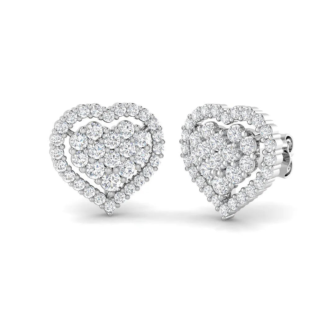 Lab-Grown Diamond Cluster Earring in White Gold in 9k White Gold