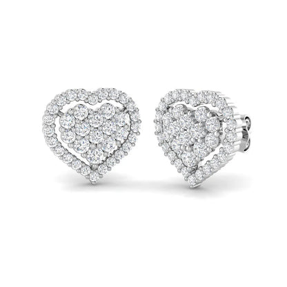 Lab-Grown Diamond Cluster Earring in White Gold in 9k White Gold