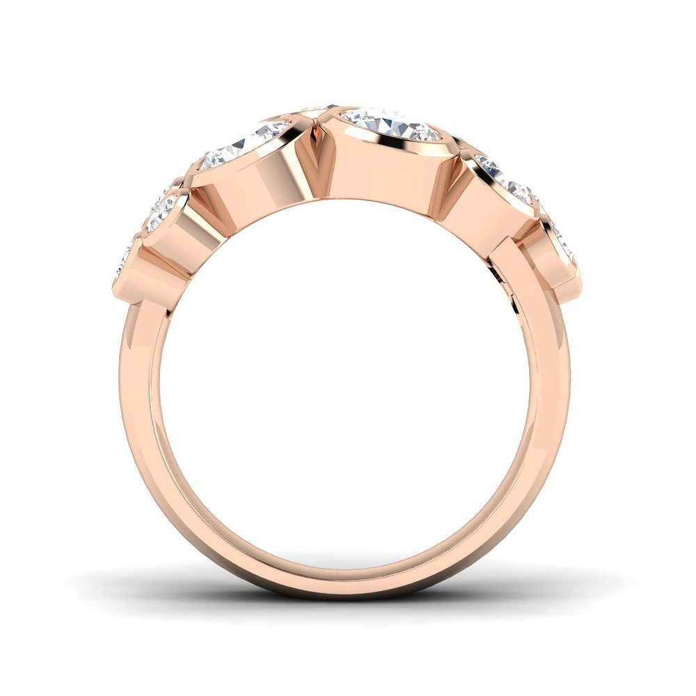 Lab-Grown Round Cut  Diamond Bezel Set Bubble Ring In RoseGold