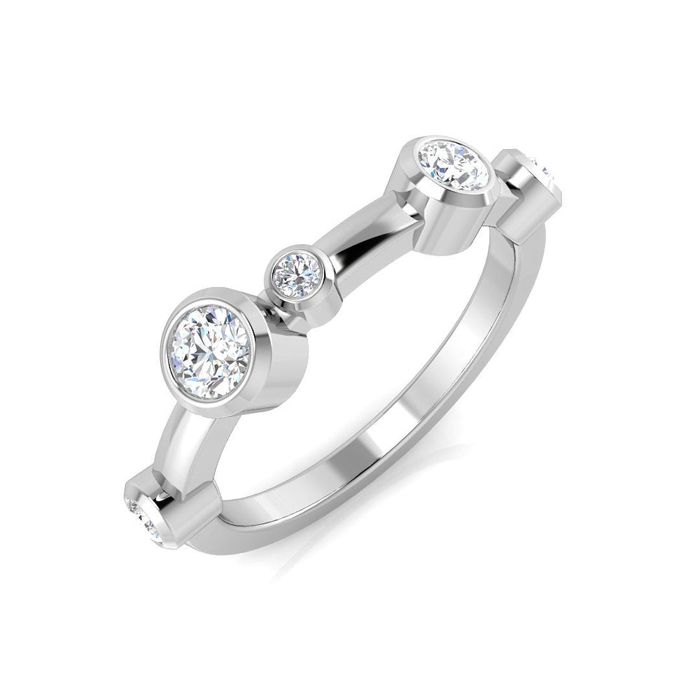 Lab-Grown Round Cut Diamond Rubover Set Bubble Ring